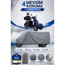 Motobros Motosiklet Brandası Volta Vm6 Lacivert Model 3 Tekerlekli Elektrikli Araç Brandası Gri 4 Mevsim Su Geçirmez