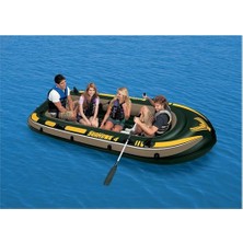 Intex Seahawk 4 Bot Seti - 68351 (351 x 145 x 48 cm) Çiftli Alüminyum Kürek ve Pompa ile 4 Kişilik Kullanım