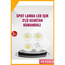 İn3dex Kablosuz Kumandalı LED Spot Lamba Seti 3'lü Pilli