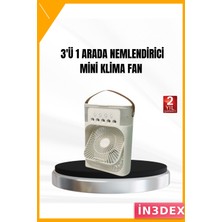 İn3dex Mini Klima Fan USB Şarjlı 3'ü 1 Arada 7 Renk Gece Lambalı Nemlendirici