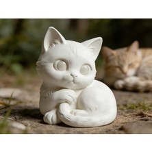 3D Baskı Zamanı Sevimli Uyuyan Kedi Figürü – 3D Baskı Dekoratif Biblo