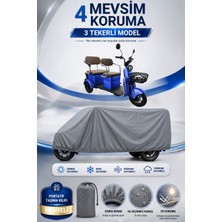 Motobros Motosiklet Brandası Kral Motor Dolphın-L 3 Tekerlekli Elektrikli Araç Brandası Gri 4 Mevsim Su Geçirmez