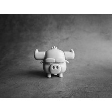 3D Baskı Zamanı Sevimli Boğa Figürü – 3D Baskı Minimal Hayvan Dekoru (Modern Biblo)