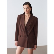Dilvin 60804 %100 Lyocell Blazer Ceket-Kahve