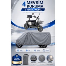 Motobros Motosiklet Brandası Volta Apm2 Kırmızı Model 3 Tekerlekli Elektrikli Araç Brandası Gri 4 Mevsim Su Geçirmez