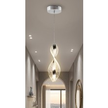 Bella Lighting Sarmal Tekli Gümüş 3 Renk Ledli Avize Tekli Sarkıt Aydınlatma