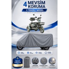 Motobros Motosiklet Brandası Arora Rüzgar 3 Tekerlekli Elektrikli Araç Brandası Gri 4 Mevsim Su Geçirmez Uv Korumalı