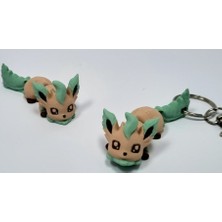 3D Baskı Zamanı Hareketli Yaprak Figürlü Eevee Evrimi - Eklemli Leafeon Ilhamlı Anime Karakter Anahtarlık ve Kişiye Özel Renkli Çanta Aksesuarı
