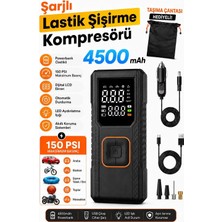 Dijital Göstergeli LED Işıklı Taşınabilir 4500MAH Araç Lastik Şişirme Hava Kompresörü