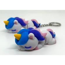3D Baskı Zamanı 3D Yazıcı Üretimi Uyuyan Unicorn Anahtarlık | Sevimli Kawaii Unicorn Figürü | Çanta ve Anahtar Süsü