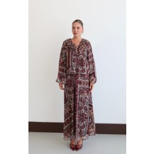 SASILVA Etnik Desenli Fırfır Yaka Kadın Takım  9062