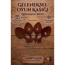 Hanedanev 4 Adet Kutulu Ahşap Görünümlü Plastik Kaşık Oyun Kaşığı Düğün Kına Eğlence Kaşığı Kısa Kaşık