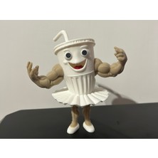 3D Baskı Zamanı Kaslı Milkshake Figürü - 3D Yazıcı Bale Yapan Güçlü Içecek Biblo - Esprili Sporcu Dekoru