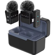 Dunspin SK-699 Gürültü Azaltma Özellikli Manyetik Klipsli Kablosuz Yaka Mikrofonu - Type-C ve iPhone Uyumlu Şarj Kutulu Mini Vlog Mikrofonu