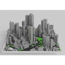 3D Baskı Zamanı Modern 3D Şehir Metropolü - Gökdelenler ve Otoyol Detaylı Mimari Model