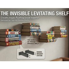 3D Baskı Zamanı Görünmez Yüzer Kitap Rafı - Duvara Monte Gizli Kitaplık - Modern Kitap Standı