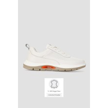 Tunaelli Erkek Beyaz Hakiki Deri Eva Taban Bağcıklı Sneaker Ayakkabı