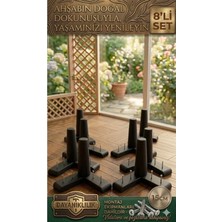 Legora Wood Design 1. Sınıf Gürgen Ağacı 15 cm Siyah Mobilya Koltuk Tv Ünitesi Yükseltme Ayakları 8'li Set Robot Süpürge Uyumlu