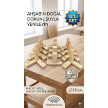 Legora Wood Design 1. Sınıf Gürgen Ağacı Ham Mobilya Kanepe Koltuk Tv Ünitesi Mobilya Ayakları 12’li Set Köşe Ayak ve Destek Ayağı 15 cm Robot Süpürge Uyumlu