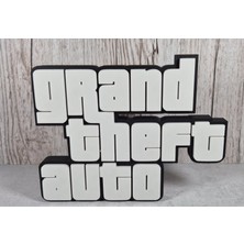 3D Baskı Zamanı Gta Logo Tasarımlı Dekoratif Masaüstü Standı - 3D Yazıcı Gaming Oda Aksesuarı ve Oyuncu Hediyesi