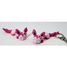 3D Baskı Zamanı Hareketli Sylveon Ilhamlı Pokémon Figürü - Eklemli Sevimli Anime Karakter Anahtarlık ve Çanta Aksesuarı