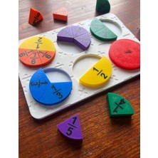 3D Baskı Zamanı Eğitici Matematik Kesir Seti - Renkli Kesir Tablası ve Puzzle Seti - 3D Baskı Öğrenme Materyali