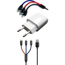 MiraLive Çoklu Hızlı Şarj Kablosu ve Hızlı Şarj Soketi Type-C Mikro Iphone Uyumlu 1.2 Metre 3A