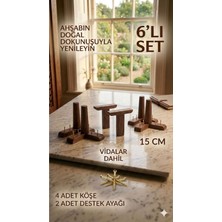 Legora Wood Design 1. Sınıf Gürgen Ağacı Koyu Ceviz Mobilya Kanepe Koltuk Tv Ünitesi Mobilya Ayakları 6'lı Set Köşe Ayak ve Destek Ayağı 15 cm Robot Süpürge Uyumlu