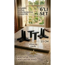 Legora Wood Design 1. Sınıf Gürgen Ağacı Siyah Mobilya Kanepe Koltuk Tv Ünitesi Mobilya Ayakları 6'lı Set Köşe Ayak ve Destek Ayağı 15 cm Robot Süpürge Uyumlu