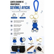 Mdm Style Saks Mavisi Tavşan Çanta Süsü ve Anahtarlık