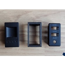 3D Baskı Zamanı Üniversal Araç Içi USB ve Aux Giriş Paneli Çerçevesi - Siyah