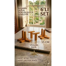 Legora Wood Design 1. Sınıf Gürgen Ağacı Açık Ceviz Mobilya Kanepe Koltuk Tv Ünitesi Mobilya Ayakları 6'lı Set Köşe Ayak ve Destek Ayağı 15 cm Robot Süpürge Uyumlu