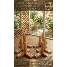 Legora Wood Design 1. Sınıf Gürgen Ağacı 15 cm Açık Ceviz Mobilya Kanepe Koltuk Tv Ünitesi Yükseltme Ayakları 8'li Set