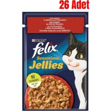 Felix Sensations Sığır Etli Domatesli Yaş Kedi Maması 85 G - 26 Adet