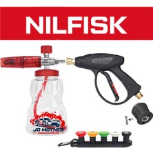 Jo Moyner Snowstorm Nilfisk Uyumlu Köpük Aparatı Foam Lance Köpük Yapıcı Tabancalı Full Set 1000ML Kısa Tetik Seti 5'li Nozzle ve Adaptörlü Foam Cannon
