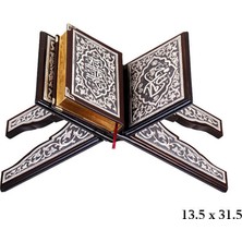 Blackcraft 925 Ayar Gümüş Işlemeli Büyük Boy Ahşap Rahle ve Kur'an-I Kerim Seti