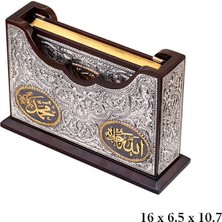 Blackcraft 925 Ayar Gümüş ve Altın Kaplama Işlemeli Kur'an-I Kerim ve Ceviz Ahşap Kabı (Kompakt Boy)