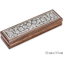 Blackcraft Gümüş Çiçek Işlemeli Ahşap Tesbih Kutusu