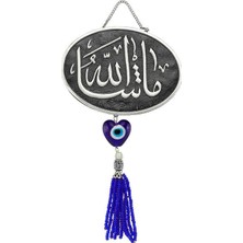 Blackcraft "maşallah" Yazılı Nazar Boncuklu ve Püsküllü Gümüş Duvar Süsü
