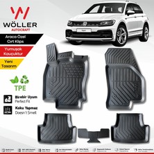 Volkswagen Tiguan 3D Havuzlu Paspas 2016 2023 Arası Kauçuk Siyah Wöller Kolay Temizlenebilir
