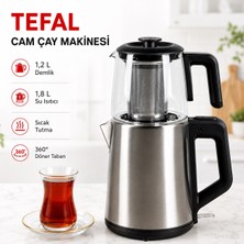 Tefal Cam Demlikli Elektrikli Çay Makinesi 1650W Geniş Hazneli Otomatik Kapanan Aile Boyu Çaycı Sıcak Tutmalı Susuz Emniyet