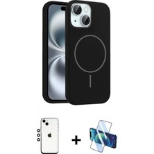 Pileli Store Pilelistore™ iPhone 14 Kılıf Yankı Form Serisi - Siyah 3D Antistatik Cam Ekran Koruyucu + Shine Kamera Lens - Gs