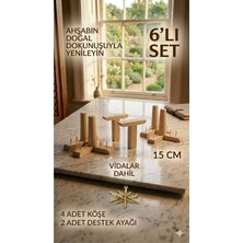 Legora Wood Design 1. Sınıf Gürgen Ağacı Ham Mobilya Kanepe Koltuk Tv Ünitesi Mobilya Ayakları 6'lı Set Köşe Ayak ve Destek Ayağı 15 cm Robot Süpürge Uyumlu