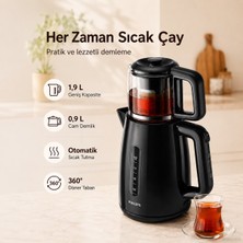 Philips Cam Demlikli Elektrikli Çay Makinesi 1.9 Litre Geniş Hazneli Çaycı Su Isıtıcı 1700W Hızlı Kaynatma Damlatmaz Servis