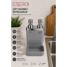 Esero Çift Hazneli Deterjanlık ve Sıvı Sabunluk Sünger Bölmeli Mutfak Lavabo Düzenleyici Organizer