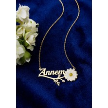 Modahilye 925 Ayar Gümüş Annem Yazılı Papatya Kadın Kolye