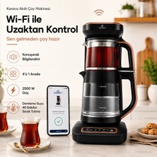 Karaca Otomatik Demleyen Cam Elektrikli Çay Makinesi Wi-Fi Kontrollü Çaycı Su Isıtıcı Şık Tasarım Otomatik Demleme 2500W Güç