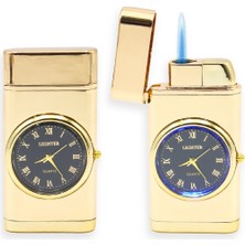 UltraMint Alevli Gold Metalik Renk Saatli Çakmak, Şık ve Pratik Tasarım