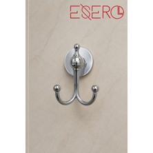 Esero 473 Paslanmaz Çelik Çiftli Askılık Duvar Tipi Banyo Askısı Havlu Bornoz Askılığı Krom Askı