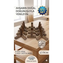 Legora Wood Design 1. Sınıf Gürgen Ağacı Koyu Ceviz Mobilya Kanepe Koltuk Tv Ünitesi Mobilya Ayakları 12’li Set Köşe Ayak ve Destek Ayağı 15 cm Robot Süpürge Uyumlu